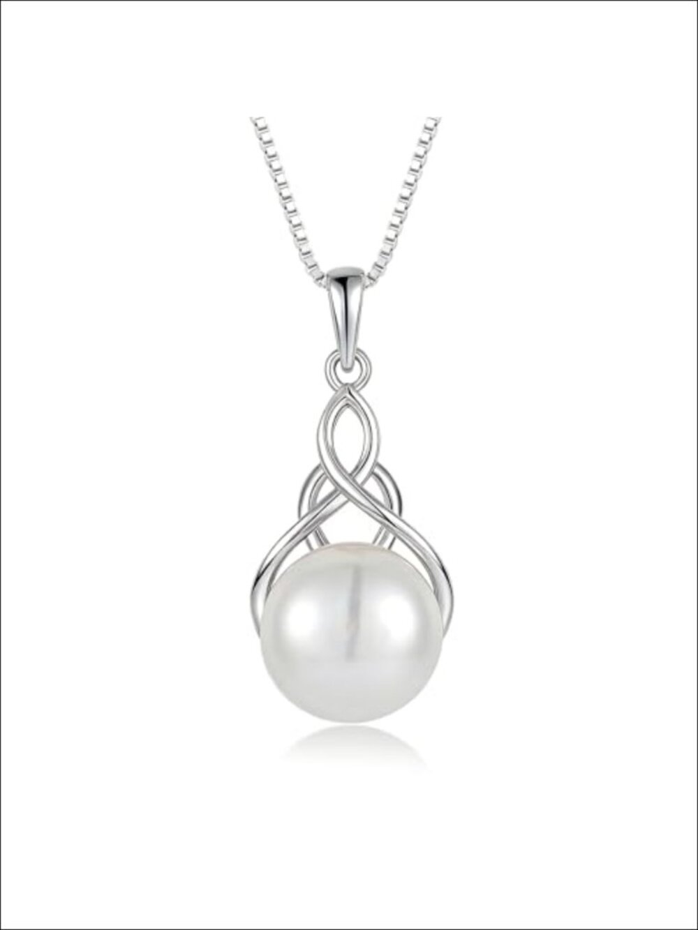 Celtic Knot Freshwater Pearl Necklace, 14K Gold Plated 925 Silver, 10-12mm
